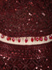 Rich Burgundy Floral Sequins and Beads Embroidered Design Net Mermaid Bridal Lehenga with Matching Dupatta