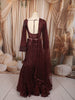 Rich Burgundy Floral Sequins and Beads Embroidered Design Net Mermaid Bridal Lehenga with Matching Dupatta