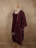 Rich Burgundy Floral Sequins and Beads Embroidered Design Satin Salwar Suit with Dupatta