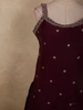 Rich Burgundy Floral Sequins and Beads Embroidered Design Satin Salwar Suit with Dupatta