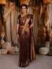 Rich Burgundy Floral Vine Zari Woven Design Pure Kanchipuram Silk Saree with Zari Border