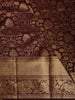 Rich Burgundy Floral Vine Zari Woven Design Pure Kanchipuram Silk Saree with Zari Border
