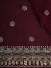 Deep Purple Floral Zari Embroidered Design Pure Tussar Party Wear Saree with Scalloped Border