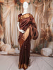 Rich Burgundy Floral Zari Woven Design Pure Kanchipuram Silk Saree with Broad Gold Zari Border