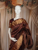 Rich Burgundy Floral Zari Woven Design Pure Kanchipuram Silk Saree with Broad Gold Zari Border