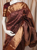 Rich Burgundy Floral Zari Woven Design Pure Kanchipuram Silk Saree with Broad Gold Zari Border