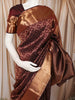 Rich Burgundy Floral Zari Woven Design Pure Kanchipuram Silk Saree with Broad Gold Zari Border
