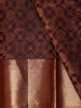 Rich Burgundy Floral Zari Woven Design Pure Kanchipuram Silk Saree with Broad Gold Zari Border