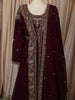 Rich Burgundy Floral sequins and Zardozi Embroidered Design Georgette Mastani  Gown with Dupatta