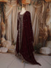 Rich Burgundy Floral sequins and Zardozi Embroidered Design Georgette Mastani  Gown with Dupatta