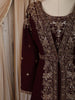 Rich Burgundy Floral sequins and Zardozi Embroidered Design Georgette Mastani  Gown with Dupatta