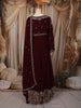 Rich Burgundy Floral sequins and Zardozi Embroidered Design Georgette Mastani  Gown with Dupatta