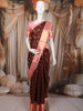 Rich Burgundy Geometric Checked Zari Woven Design Pure Kanchipuram Silk Saree with Contrast Zari Border