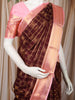 Rich Burgundy Geometric Checked Zari Woven Design Pure Kanchipuram Silk Saree with Contrast Zari Border