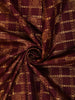 Rich Burgundy Geometric Checked Zari Woven Design Pure Kanchipuram Silk Saree with Contrast Zari Border