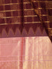 Rich Burgundy Geometric Checked Zari Woven Design Pure Kanchipuram Silk Saree with Contrast Zari Border