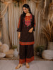 Rich Burgundy Geometric Thread Embroidered Design Cotton Salwar Suit