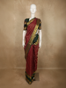Rich Burgundy Mini Checked and Butta Zari Woven Design Pure Kanchipuram Silk Saree with Contrast  Double Zari Border