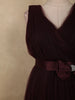 Rich Burgundy Pleated Design with Bow Embellishment Net Party Wear Gown