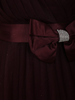 Rich Burgundy Pleated Design with Bow Embellishment Net Party Wear Gown