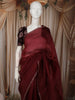 Rich Burgundy Sequins Embroidered Design Pure Tussar Party Wear Saree with Scalloped Border