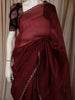 Rich Burgundy Sequins Embroidered Design Pure Tussar Party Wear Saree with Scalloped Border