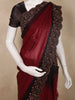 Rich Burgundy Stone Embellished Design Organza Designer Saree