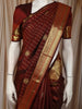 Rich Burgundy Striped  Butta Zari Woven Design Pure Kanchipuram Silk Saree with Zari Border