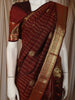 Rich Burgundy Striped  Butta Zari Woven Design Pure Kanchipuram Silk Saree with Zari Border