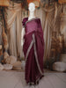 Rich Burgundy Striped Zari Woven Design Pure Organza Fancy Saree with Sequins Border