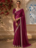 Rich Burgundy Striped Zari Woven Design Pure Organza Fancy Saree with Sequins Border