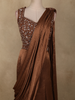 Rich Chocolate Brown Floral Sequins and Beads Embroidered Design Space Silk Lehenga with Drapped Dupatta