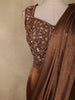 Rich Chocolate Brown Floral Sequins and Beads Embroidered Design Space Silk Lehenga with Drapped Dupatta
