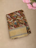 Rich Cocoa Brown Abstract Printed Design Linen Cotton Casual Wear Saree