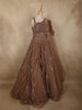 Rich Cocoa Brown Heavy Sequins and Beads Embroidered Design Net Party Wear Gown