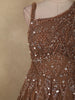 Rich Cocoa Brown Heavy Sequins and Beads Embroidered Design Net Party Wear Gown