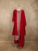 Rich Crimson Floral Embroidered Georgette Salwar Suit