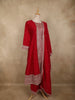 Rich Crimson Floral Embroidered Georgette Salwar Suit