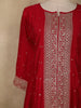 Rich Crimson Floral Embroidered Georgette Salwar Suit