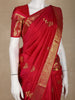 Rich Crimson Red Butta Woven Design Pure Kanchipuram Silk Saree with Zari Border