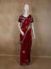 Rich Crimson Red Floral Beads Embroidered Design Organza Designer Saree with Matching Blouse