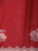 Rich Crimson Red Floral Beads Embroidered Design Organza Designer Saree with Matching Blouse