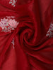 Rich Crimson Red Floral Beads Embroidered Design Organza Designer Saree with Matching Blouse