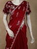 Rich Crimson Red Floral Beads Embroidered Design Organza Designer Saree with Matching Blouse