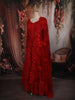 Rich Crimson Red Floral Sequins and Thread Embroidered Design Net Mastani Lehenga with Dupatta