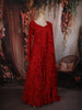 Rich Crimson Red Floral Sequins and Thread Embroidered Design Net Mastani Lehenga with Dupatta