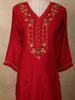 Rich Crimson Red Floral Thread and Sequins Embroidered Design Cotton Anarkali Salwar Suit