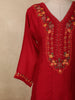 Rich Crimson Red Floral Thread and Sequins Embroidered Design Cotton Anarkali Salwar Suit