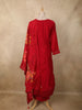 Rich Crimson Red Floral Thread and Sequins Embroidered Design Cotton Anarkali Salwar Suit