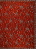 Rich Crimson Red Floral Vine Sequins Embroidered Design Crepe Silk Fancy Saree with Scalloped Border
